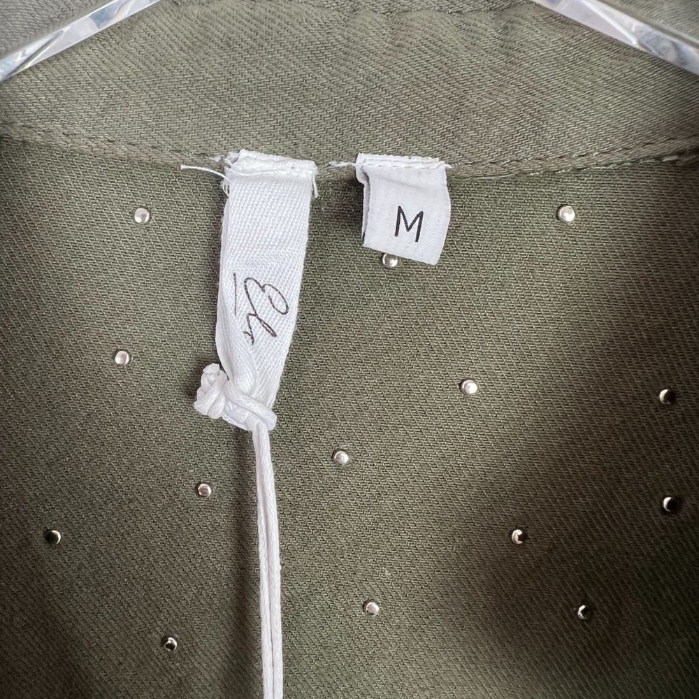 NWT Elan Studded Cotton Demi Jacket Olive Green Lightweight Size Medium M N2193 - Picture 6 of 16